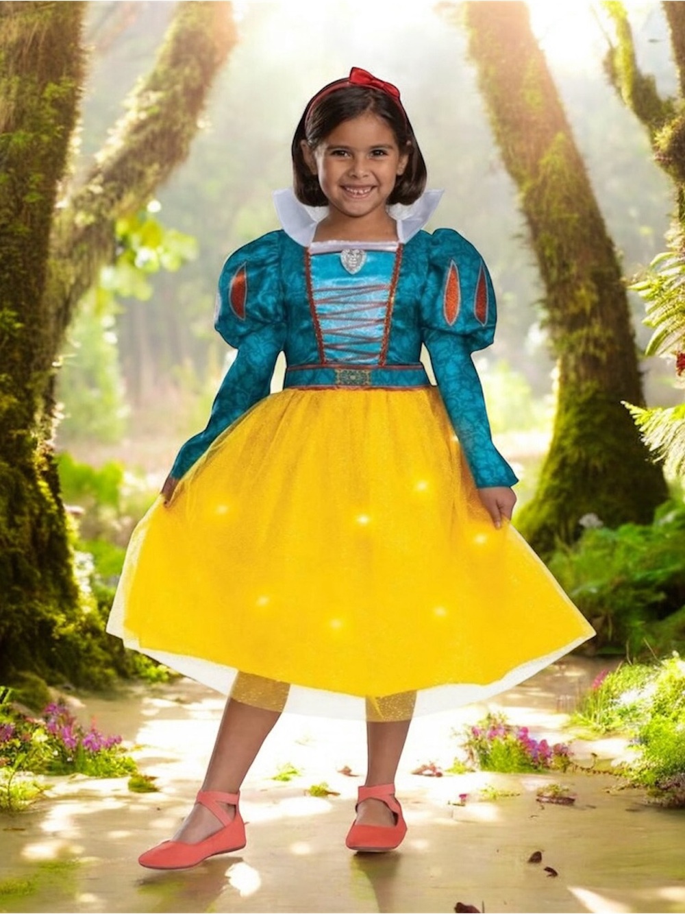 Disguise Disney Light Up Snow White Yellow & Teal Princess Costume Girls M(7-8)